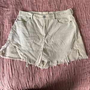 American Eagle Outfitters Tan Distressed Jean Shorts